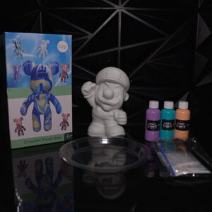 DIY Creative Fluid Bear kit with paints, bear figurine, and box. The Leading Paint & Pour Kit — Only from Dripz Bar Creations.