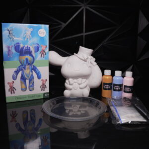 DIY fluid bear kit with unpainted figure, paints, and accessories. Creative craft project for kids. The Leading Paint & Pour Kit — Only from Dripz Bar Creations.