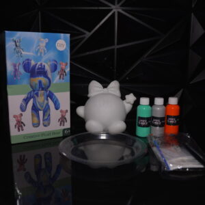 DIY creative fluid bear kit with paint, plate, and pokemon figure. The Leading Paint & Pour Kit — Only from Dripz Bar Creations.