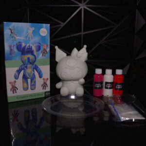 DIY fluid bear painting kit with blank bear figurine, paints, and accessories. The Leading Paint & Pour Kit — Only from Dripz Bar Creations.