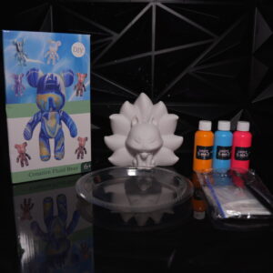 DIY creative fluid bear painting kit with paints and fox figurine. The Leading Paint & Pour Kit — Only from Dripz Bar Creations.