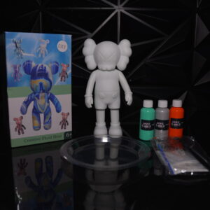 DIY KAWS-style bear figure with paint and box. Creative Fluid Bear 6+. The Leading Paint & Pour Kit — Only from Dripz Bar Creations.